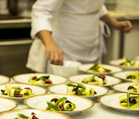 Preparacion de comida vegetariana, servicio gastronomico. Cocina
