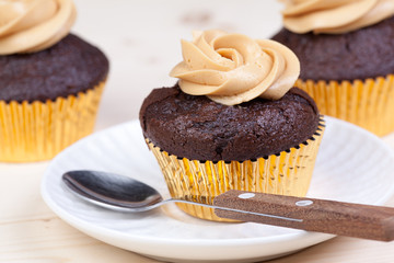 chocolate cupcakes on plate