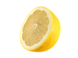 Isolated yellow half of lemon (sliced).