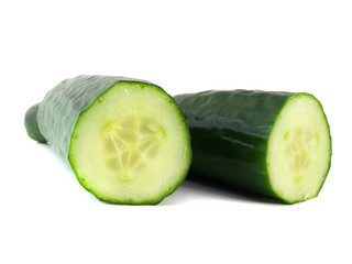 Sliced cucumber isolated on white background