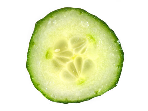 Slice od cucumber isolated on white background