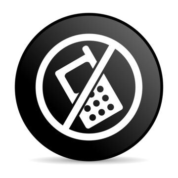 no phones black circle web glossy icon