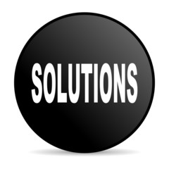 solutions black circle web glossy icon