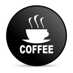 coffee black circle web glossy icon