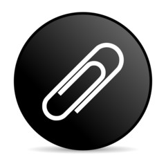 paper clip black circle web glossy icon