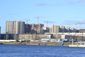 Bank of the river Neva on the outskirts of St. Petersburg