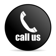 call us black circle web glossy icon