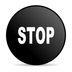 stop black circle web glossy icon