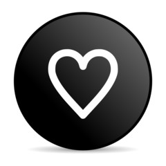 heart black circle web glossy icon