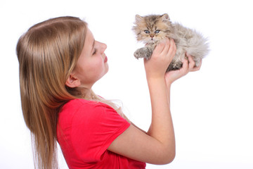 Mädchen mit Kätzchen - girl with kitten