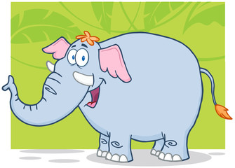 Happy Elephant Cartoon Character