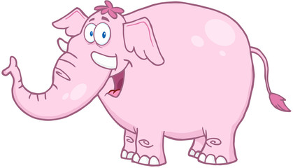 Happy Pink Elephant Cartoon Mascot Character