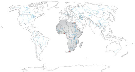 Fototapeta na wymiar Landkarte von Afrika und der Welt