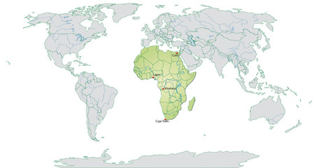 Landkarte von Afrika und der Welt