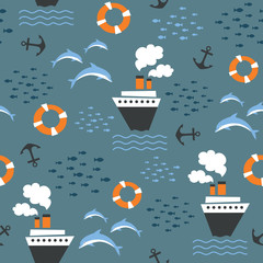 Seamless pattern on marine theme