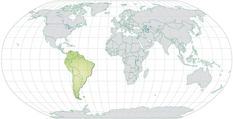 Landkarte von Südamerika und der Welt