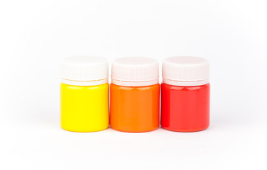 Colorful paints isolated on a white backgrounds