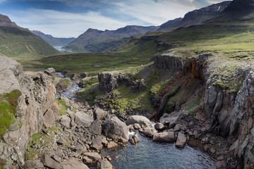 fjord in iceland during summer time