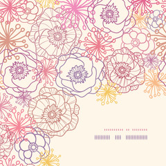 Vector subtle field flowers elegant corner seamless pattern