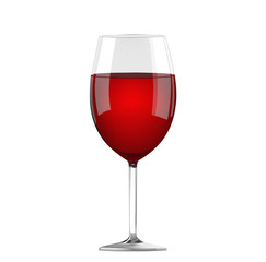 Glass of red wine on the white background