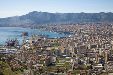 Palermo - outlook over city and harbor form Mount Pelegrino