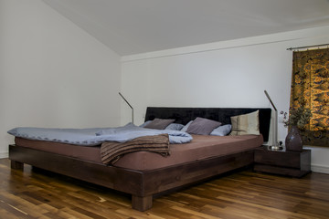 modern bedroom with waterbed