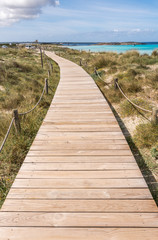 Beach way to Illetes beach in Formentera Balearic islands