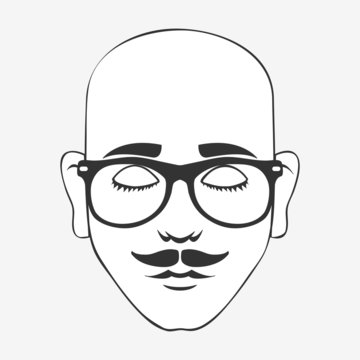 Bald Man's Head In Glasses