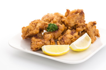 鶏のから揚げとレモン