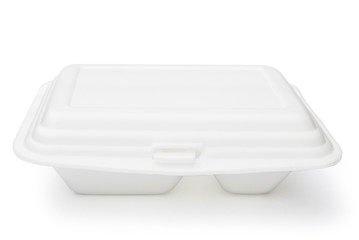 Styrofoam box on white with clipping path, close