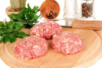 Raw meatballs with spices