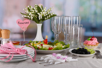 Table setting on room background