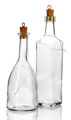 Original glass bottles isolated on white