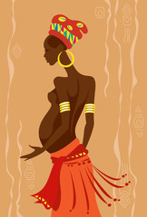 Young beautiful pregnant african woman - 51747037