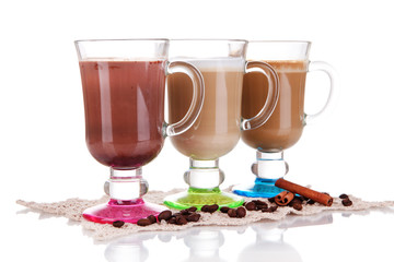 Layered coffee isolated on white