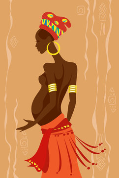 Young beautiful pregnant african woman