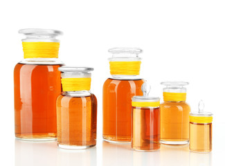 Medicine bottles isolated on white