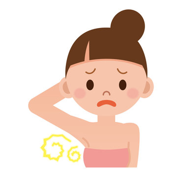 recommend clip art: 汗の臭いを気にする女性