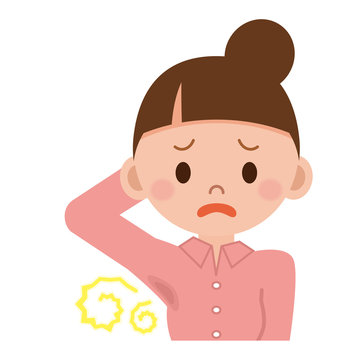 recommend clip art: 汗の臭いを気にする女性