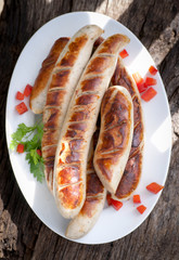 Fried sausage on a plate