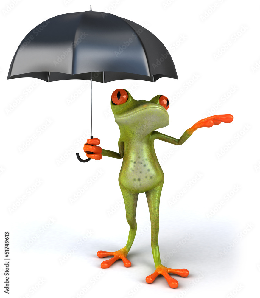 Poster fun frog and umbrella