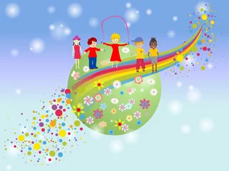 Foto op Plexiglas Regenboog Kinderdag