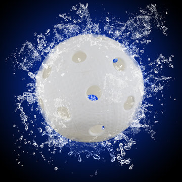 Floorball in splashing water