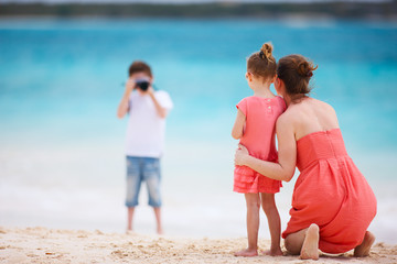 Family on tropical vacation