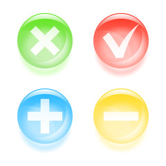 Checkbox glassy buttons. Vector illustration