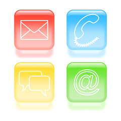 Glassy support icons. Vector illustration