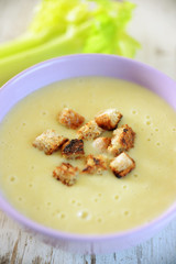 Nahaufnahme einer Cremesuppe
