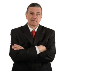 Portrait of old business man isolated on white background