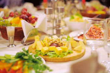 Wooden Tray with Cheese