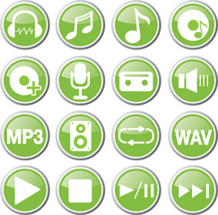 audio green icon set